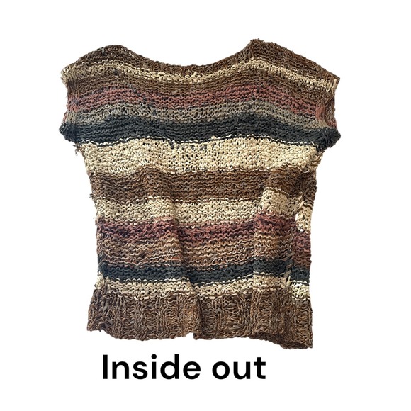 Hand Crafted Leather Tied Top Striped Art To Wear Boho (FLAWS & Approx Size‎ M) - Picture 8 of 8